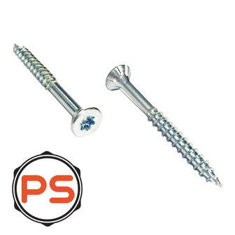 Spaanplaatschroeven Verzinkt 4,5 x 45 Platkop Torx 200st.