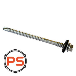Plaatschroeven RVS 5,5 x 80 100st. Zeskant DIN7504K met ring Plaatschroeven RVS 5,5 x 80 100st. Zeskant DIN7504K met ring