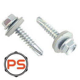 Plaatschroeven Verzinkt 4,8 x 25 100st. Zeskant DIN7504K met ring Plaatschroeven Verzinkt 4,8 x 25 100st. Zeskant DIN7504K met ring